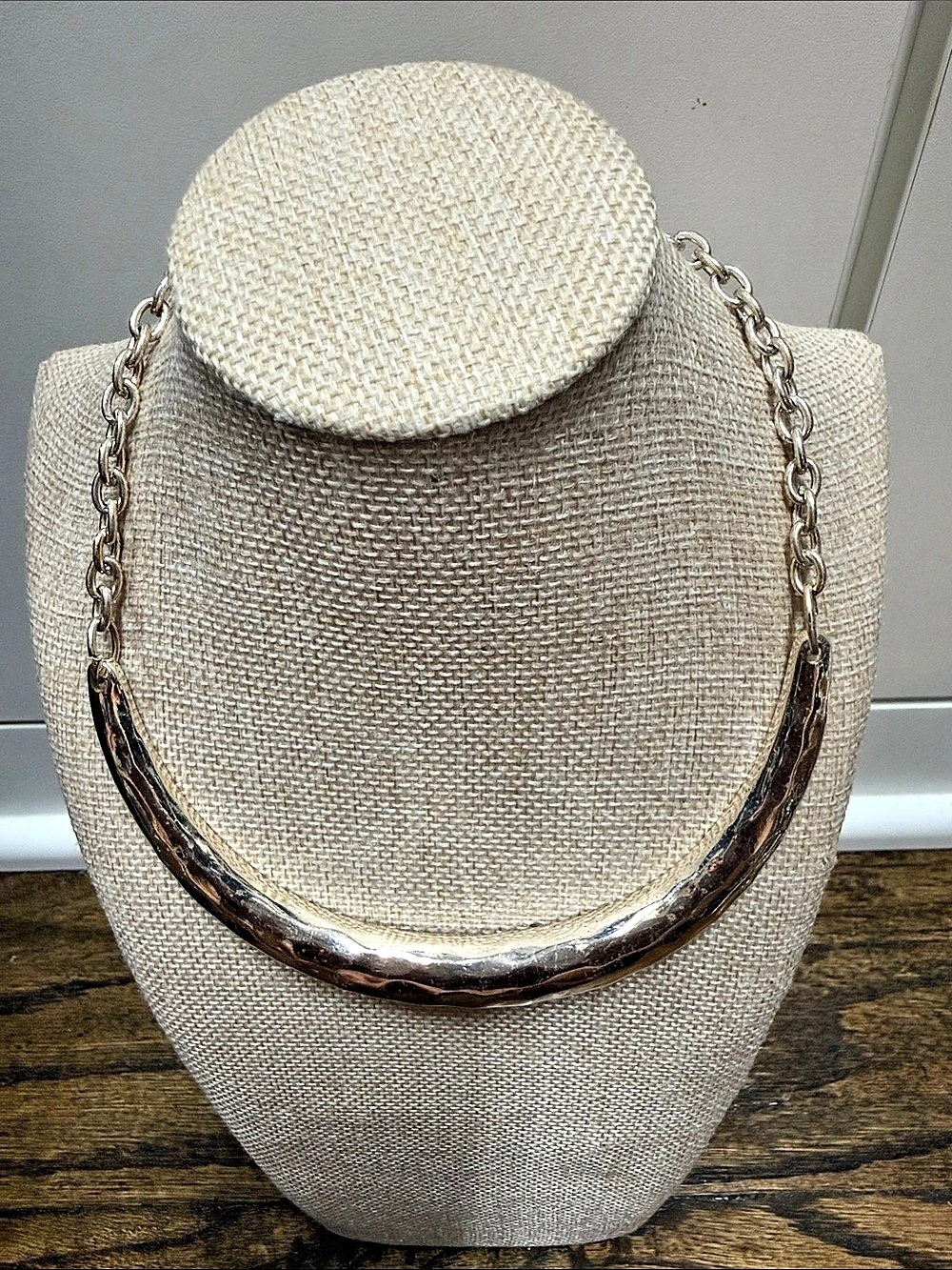 Statement Pendant Necklace in Silver & White